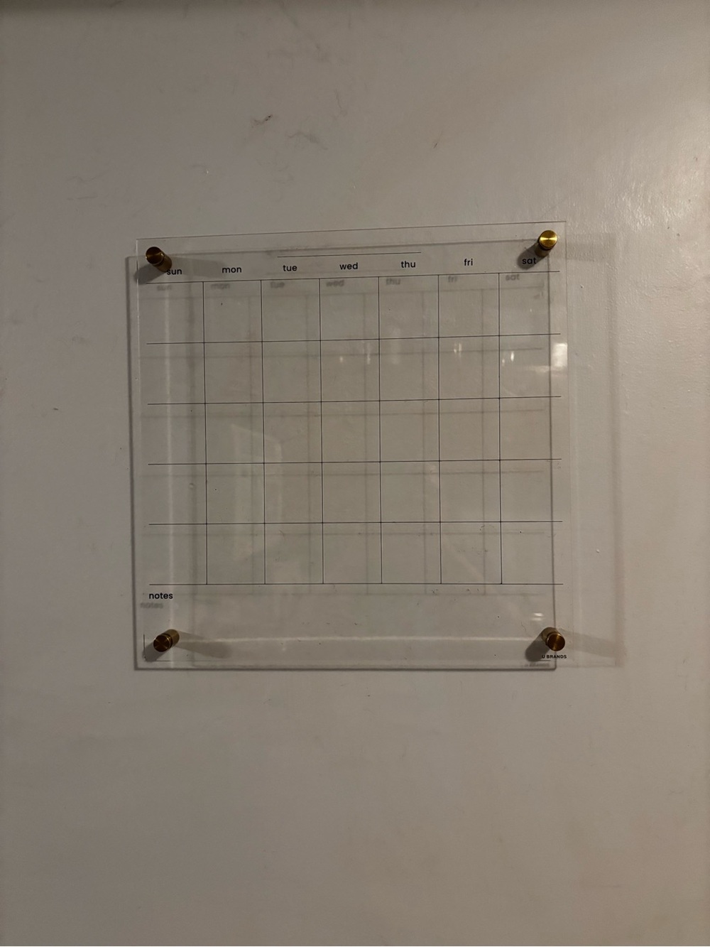 Clear Acrylic Monthly Wall Calendar dry erase board